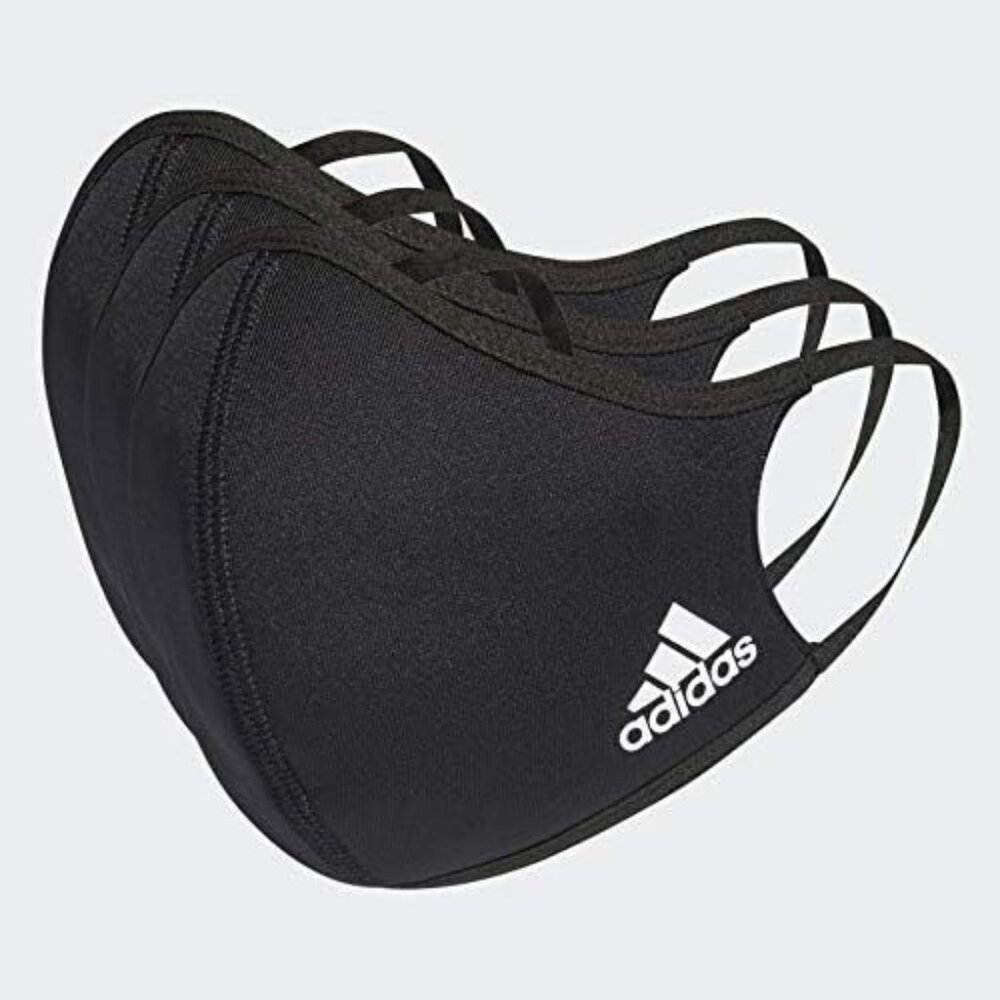 Adidas Masks Face Covers 3 Pack Black White Trefoil 3 Stripe Logo New Package ML